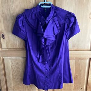 BcbgMaxAzaria Purple Ruffle Blouse